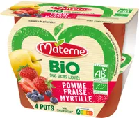MATERNE BIO SSA Pomme Fraise Myrtille 4x100g