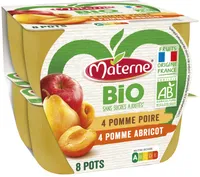 MATERNE Compotes Coupelles BIO Pomme Abricot Poire 8x100g