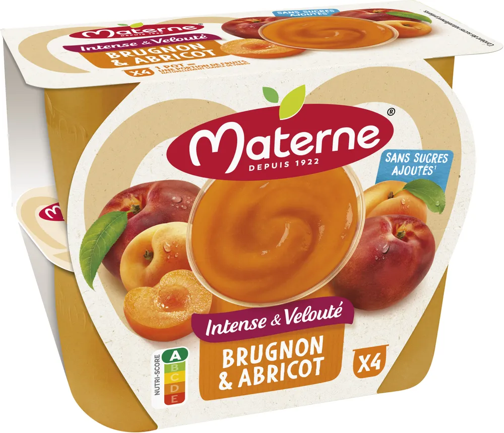 MATERNE Compotes Intense et Velouté Brugnon Abricot 4x97g