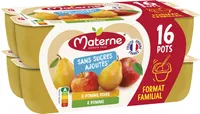 MATERNE Compotes Coupelles Pomme, P. Poire 16x100g Format Familial