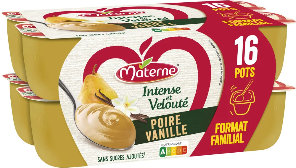MATERNE Compotes Intense et Velouté Poire Vanille 16x97g Format Familial