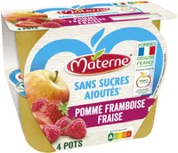 MATERNE Compotes Coupelles Pomme Framboise Fraise 4x100g