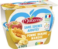 MATERNE Compotes Coupelles Pomme Banane Mangue 4x100g