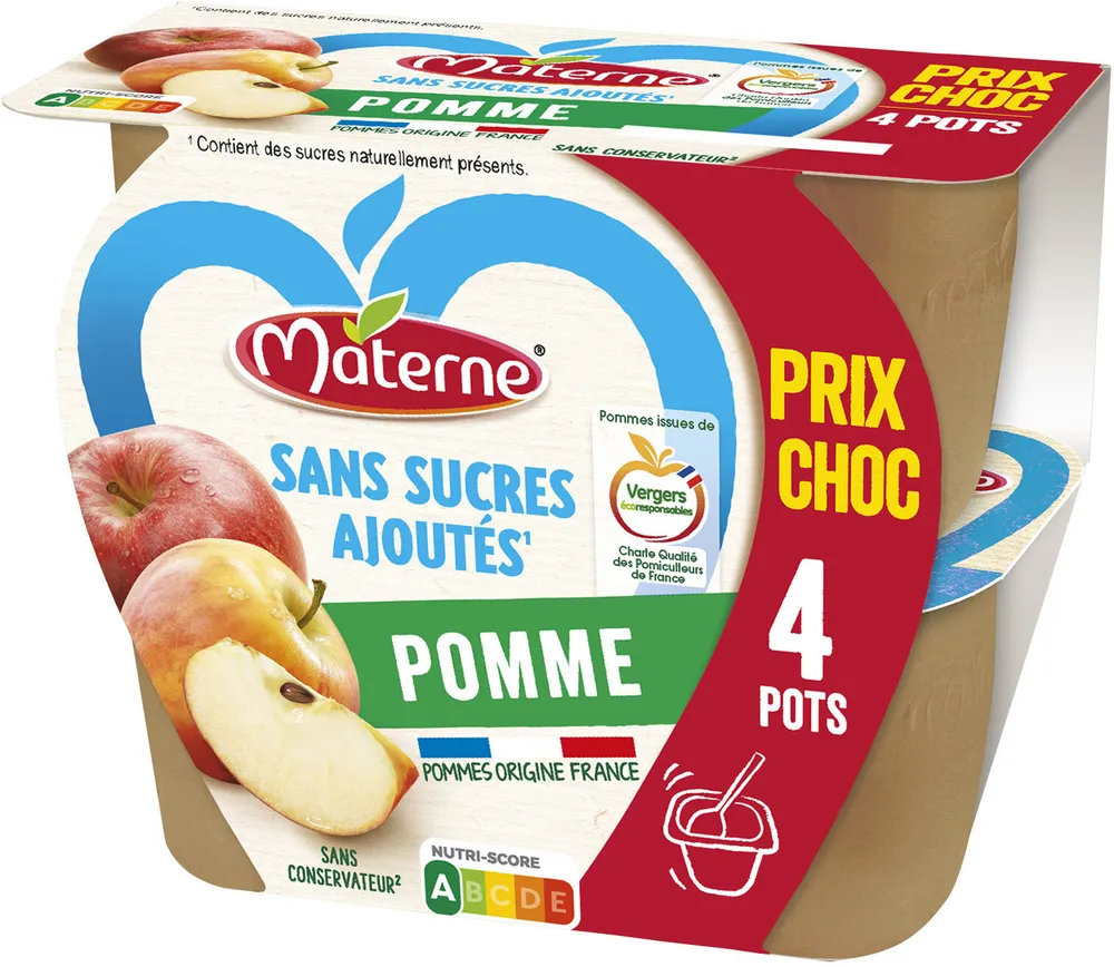 MATERNE Compotes Coupelles Pomme 4x100g Prix choc