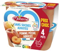 MATERNE Compotes Coupelles Pomme Pêche Abricot 4x100g Prix Choc