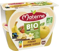 MATERNE Compotes Coupelles BIO Pomme Banane Vanille 4x100g