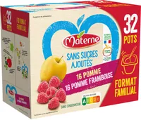 MATERNE (Sans sucres ajoutés) Pomme/Pomme Framboise 32x100g Format Familial