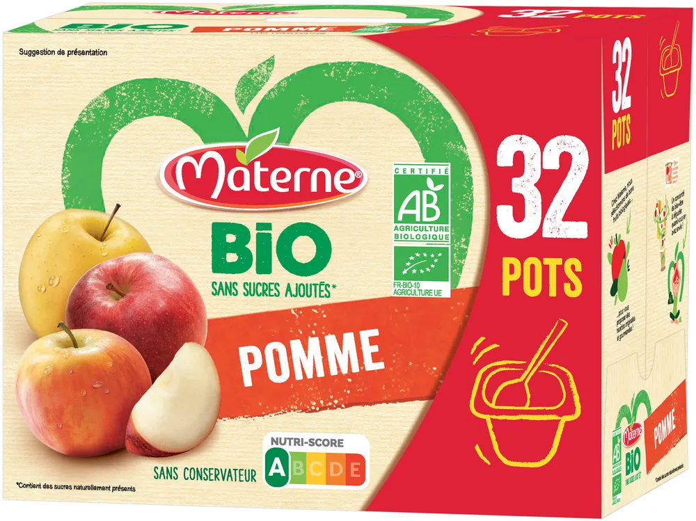 MATERNE Compotes Coupelles BIO Pomme 32x100g