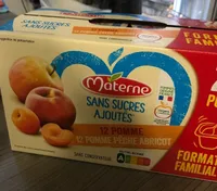 MATERNE (Sans sucres ajoutés) Pomme/Pomme Pêche Abricot 24x100g Format Familial