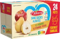 MATERNE (Sans sucres ajoutés) Pomme/Pomme Poire 24x100g Format Familial