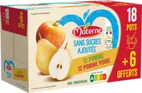MATERNE (Sans sucres ajoutés) Pomme/Pomme Poire 24x100g 18 6 Offerts