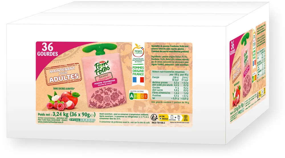 POM'POTES Compotes Gourdes Recettes du Monde Bangkok 36x90g