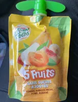 Gourde 5 fruits (pomme, abricot, pêche, poire, banane)