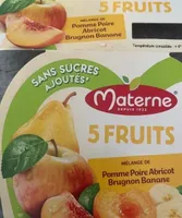 Compotes 5 fruits pomme poire abricot brugnon banane sans sucres ajoutés