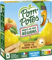 POM'POTES Compotes Pomme Poire de Rhône-Alpes 4x90g