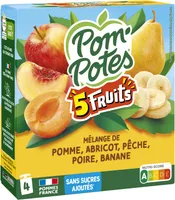 POM'POTES Compotes Gourdes 5 Fruits Jaunes 4x90g