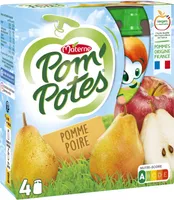 POM'POTES Compotes Gourdes Pomme Poire 4x90g
