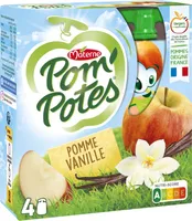 POM'POTES Compotes Gourdes Pomme Vanille 4x90g