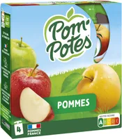 POM'POTES Compotes Gourdes Pomme Nature 4x90g