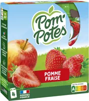 POM'POTES Compotes Gourdes Pomme Fraise 4x90g