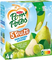 POM'POTES Compotes Gourdes 5 Fruits Verts 4x90g