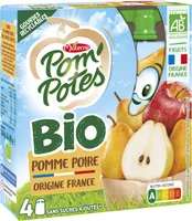 POM'POTES Compotes Gourdes BIO Pomme Poire 4x90g