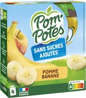 POM'POTES Compotes Gourdes Pomme Banane 4x90g