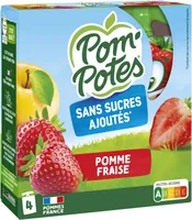 POM'POTES Compotes Gourdes Pomme Fraise 4x90g