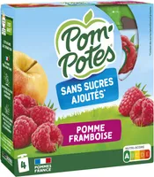 POM'POTES Compotes Gourdes Pomme Framboise 4x90g