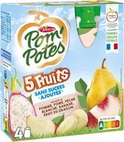 POM'POTES Compotes Gourdes 5 Fruits Blancs 4x90g