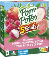 POM'POTES Compotes Gourdes 5 Fruits Roses 4x90g