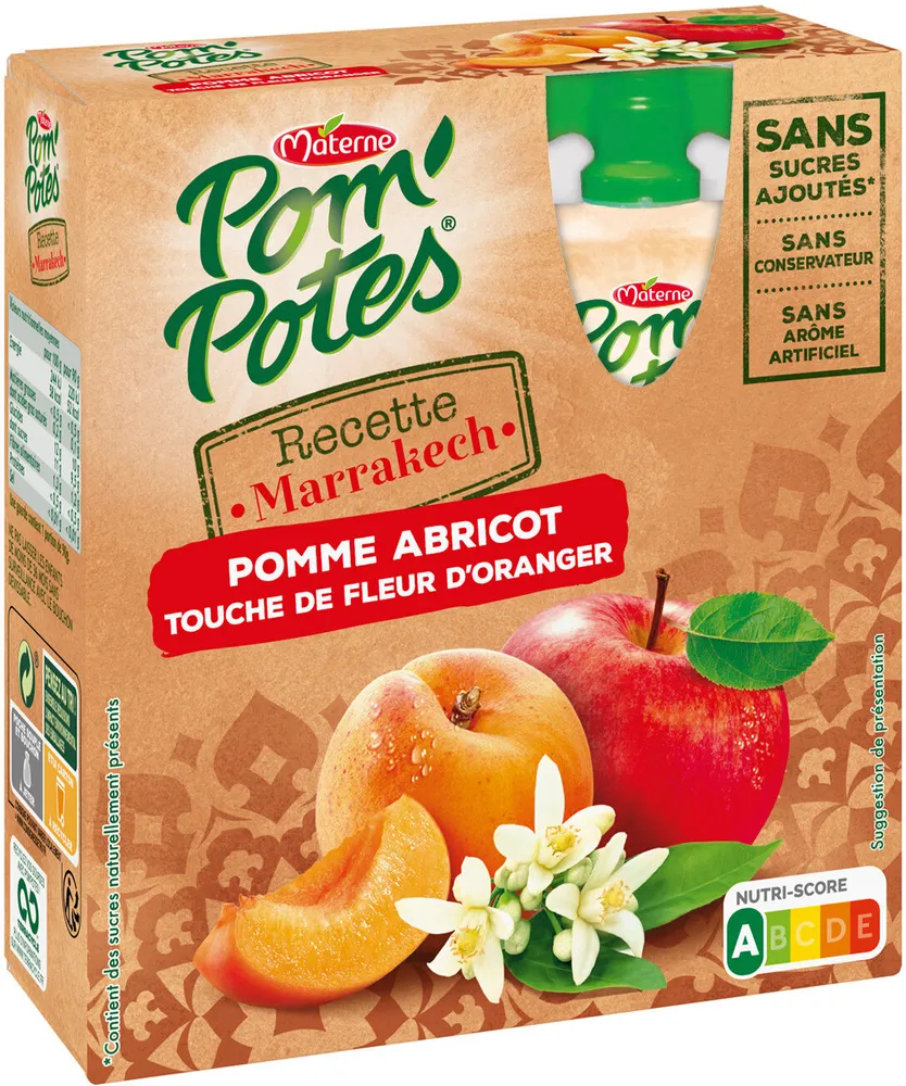 POM'POTES Compotes Gourdes Recettes du Monde Marrakech 4x90g