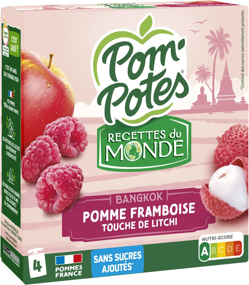 POM'POTES Compotes Gourdes Recettes du Monde Bangkok 4x90g
