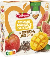 MATERNE Compotes Graines Lin&Chia Pomme Mangue Goyave 4x90g