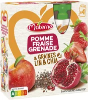 MATERNE Compotes Graines Lin&Chia Pomme Fraise Grenade 4x90g