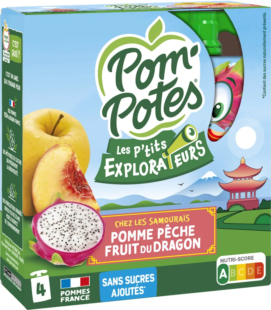 POM'POTES Compotes Les P'tits Explorateurs Les Samourais 4x90g