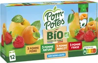 POM'POTES Compotes Gourdes BIO Multivariétés 12x90g
