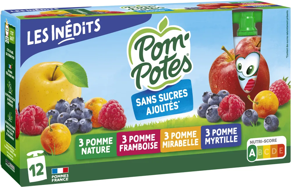 POM'POTES Compotes Gourdes Multivariétés Les Inédits 12x90g