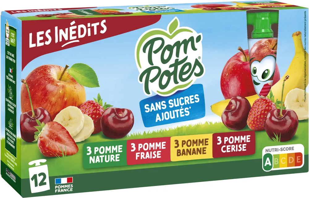 POM'POTES Compotes Gourdes Multivariétés 12x90g