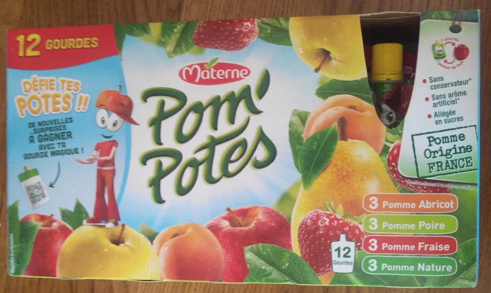 Pom' Potes Pomme Abricot, Poire, Fraise, Nature
