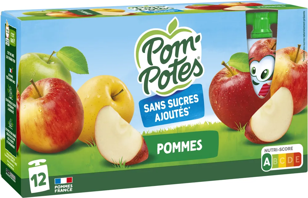 POM'POTES Compotes Gourdes Pomme Nature 12x90g