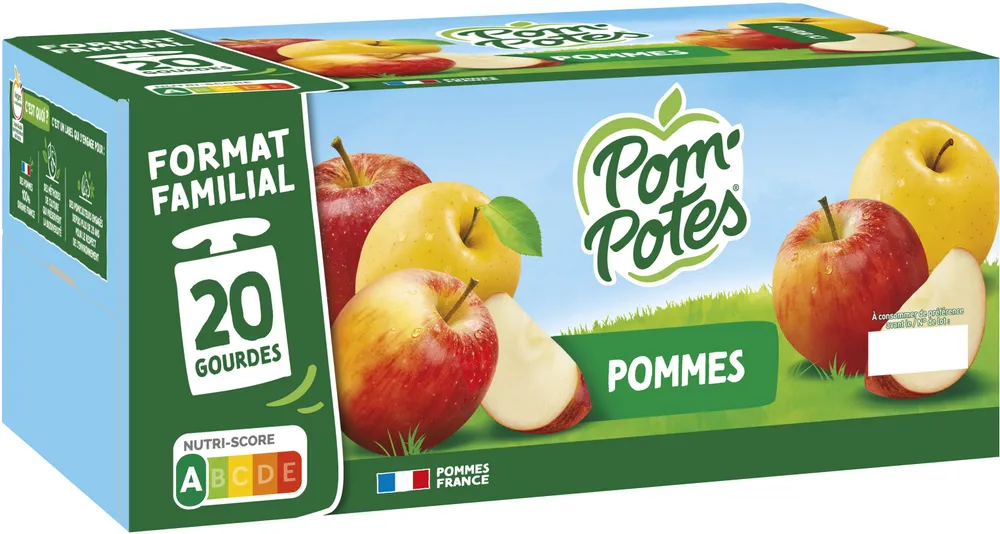 POM'POTES Compotes Gourdes Pomme Nature 20x90g