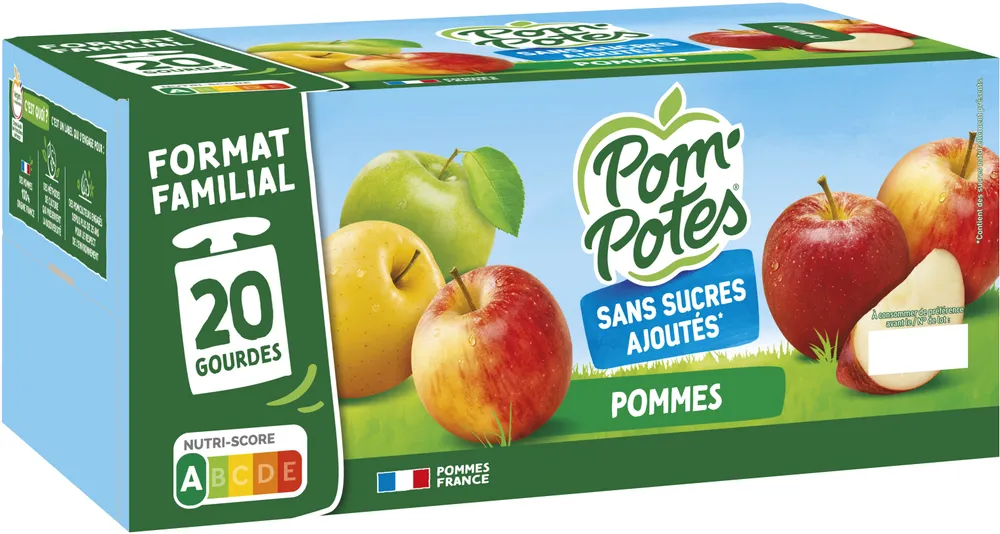 POM'POTES Compotes Gourdes Pomme Nature 20x90g