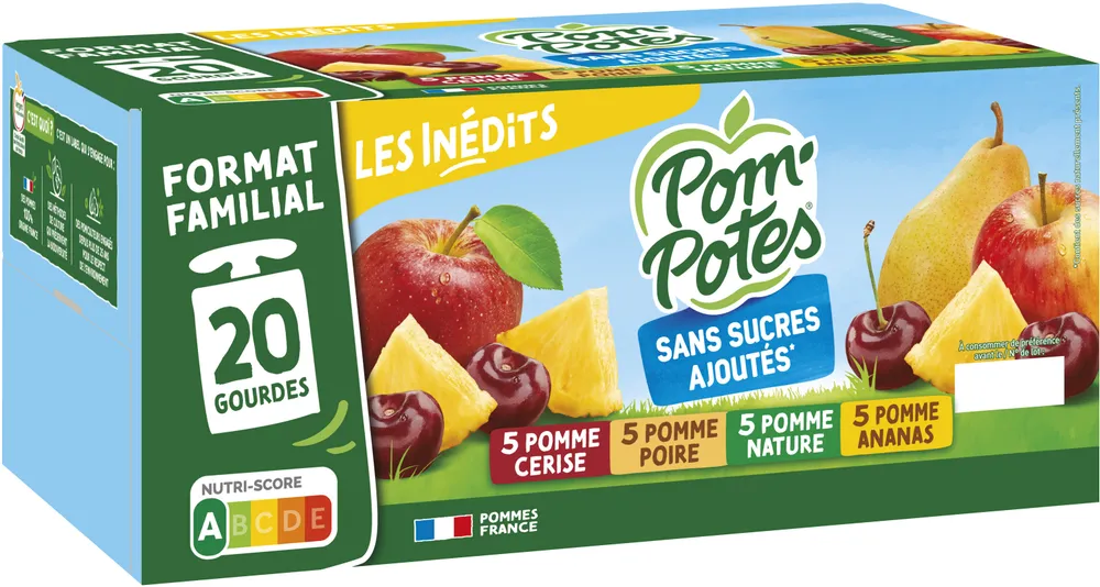 POM'POTES Compotes Gourdes Multivariétés Les Inédits 20x90g