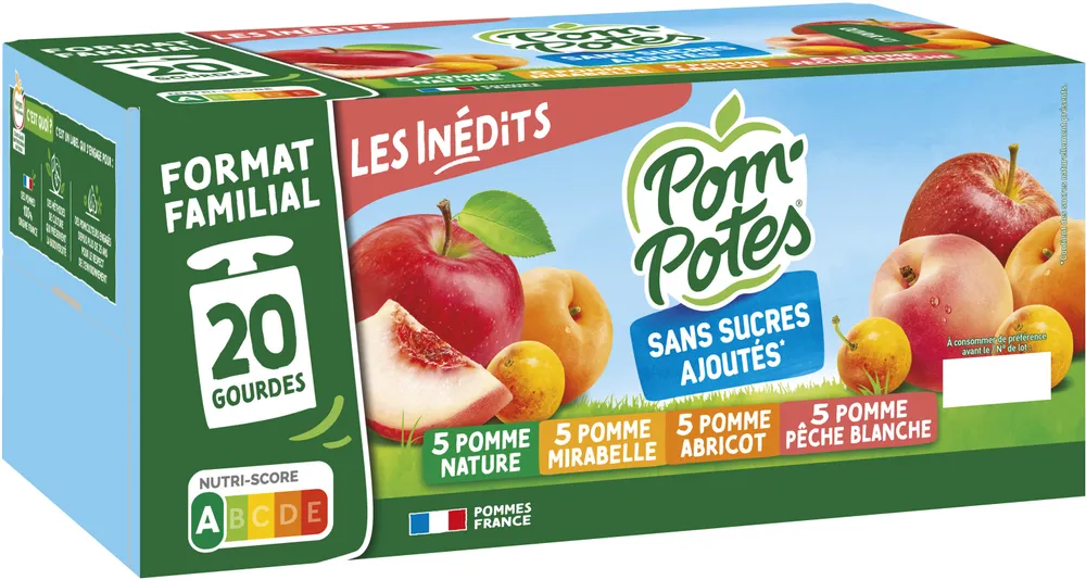 POM'POTES Compotes Gourdes Multivariétés Les Inédits 20x90g