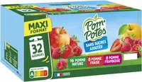 POM'POTES Compotes Pomme, Pomme Fraise, Pomme Framboise 32x90g
