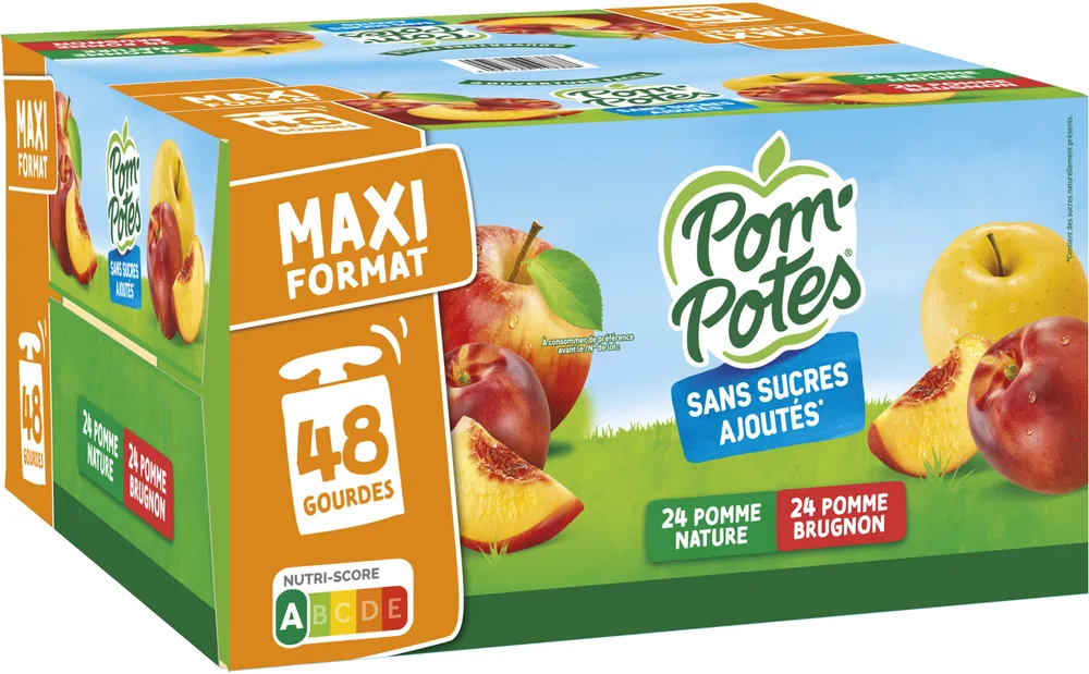 POM'POTES Compotes Gourdes Pomme, P. Brugn 48x90g Format Familial