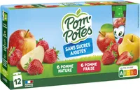 POM'POTES Compotes Gourdes Pomme, Pomme Fraise 12x90g