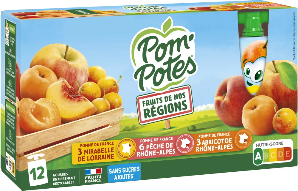 POM'POTES Compotes Gourdes Multivariétés de nos Régions 12x90g