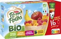 POM'POTES Compotes BIO Pomme, P. Frb, P. Mir, P. Ban 16x90g Format Familial